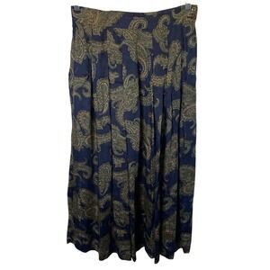 Vintage Herman Geist Pleated Paisley Maxi Skirt Size 10 Rayon‎ Party Bohemian